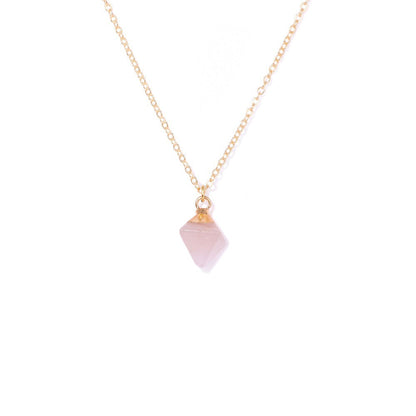 Irregiular Pink Crystal Pendant Simple Neckalces
