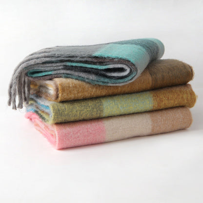 2+ Soft Contrast Color Plaid Scarves