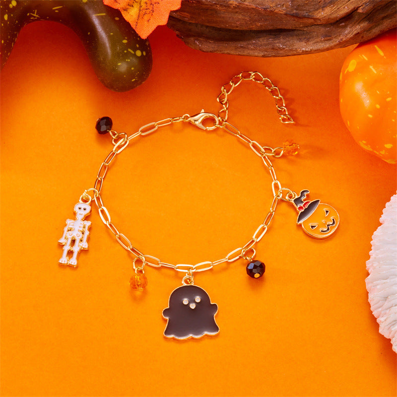 Cute Pumpkin Ghost Halloween Charm Bracelet