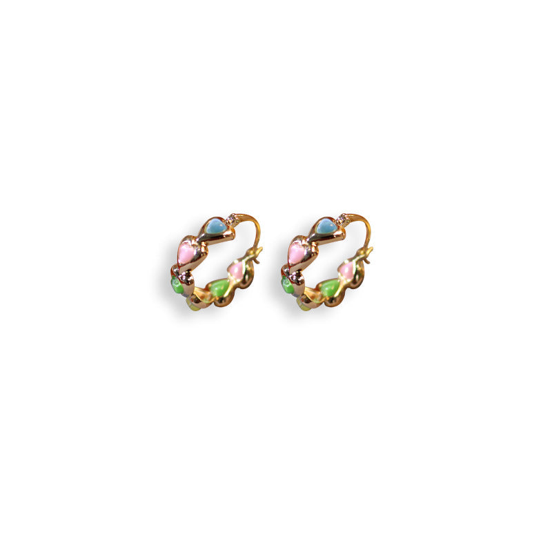 Colorful Teardrop Beaded Hoop Earrings