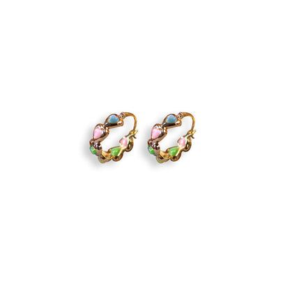 Colorful Teardrop Beaded Hoop Earrings