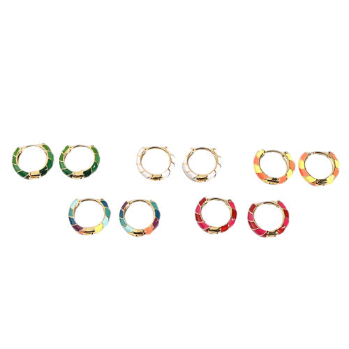 Colorful Enamel Bamboo Hoop Earrings