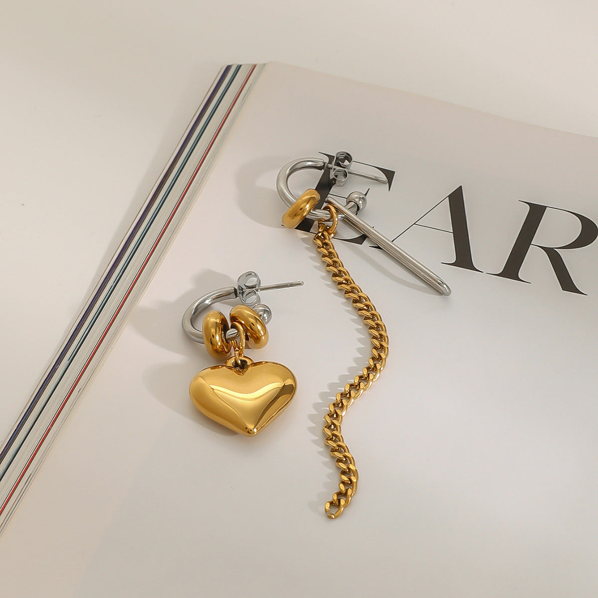 Love Pendant Chain Irregualr Drop Earrings