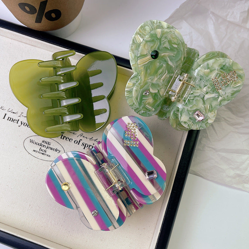 2+Rhinestone Sweet Butterfly Mulricolor Hair Claws