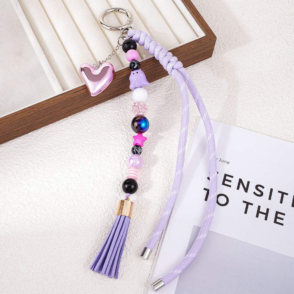 Halloween Cartoon Skull Beads Braided Bag Charm