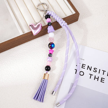 Halloween Cartoon Skull Beads Braided Bag Charm