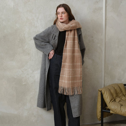 Plaid Color Block Mohair Warm Scarve