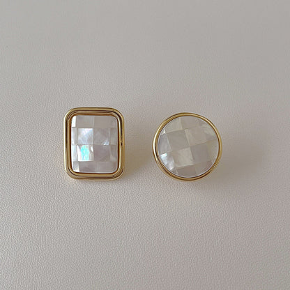 Elegant Geometric Natural Shell Stud Earrings