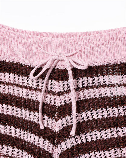 Simple Knitted Collared Top and Shorts Set