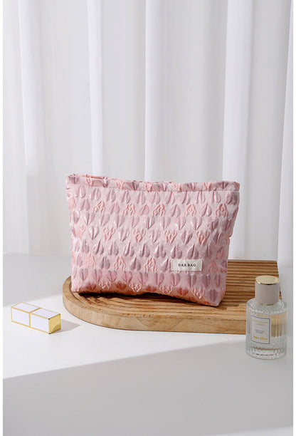 Love Jacquard Color Block Portable Cosmetic Bag