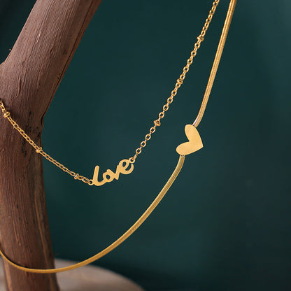 Letter Love Pendant Layered Chain Anklet