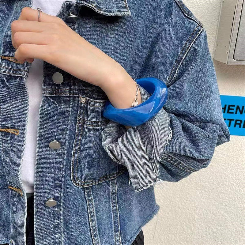 Blue Simple Layered Geometric Bracelets