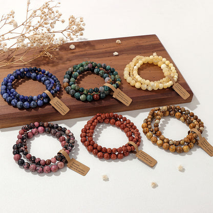 3Pcs Simple Stretch Beaded Bracelet Set