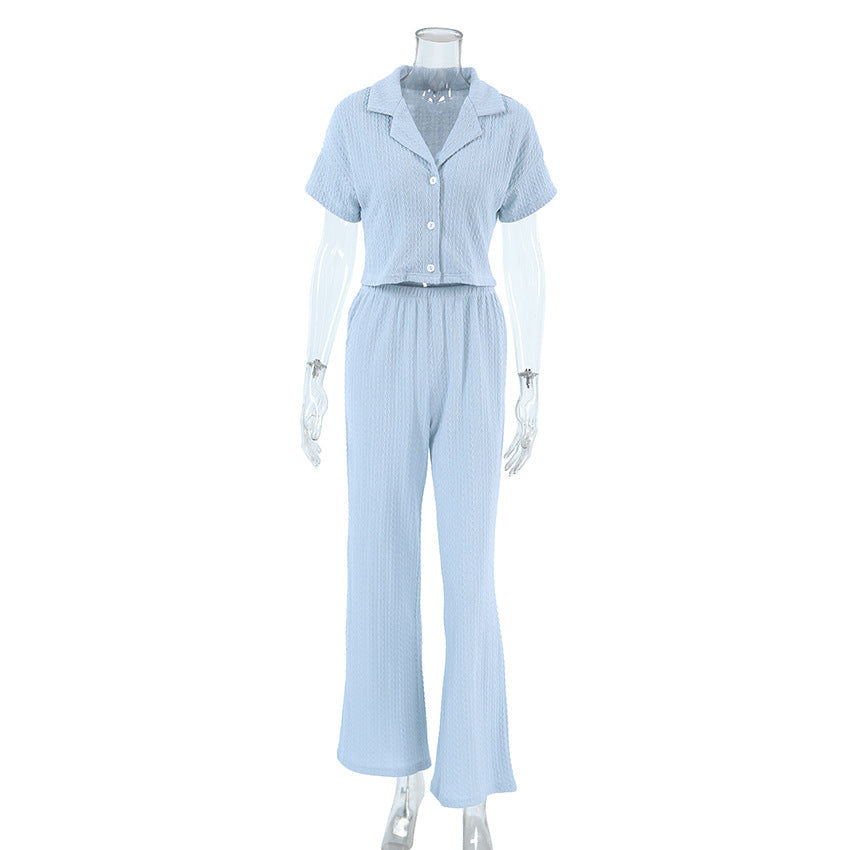 Simple Knit Solid Color Sleepwear Sets