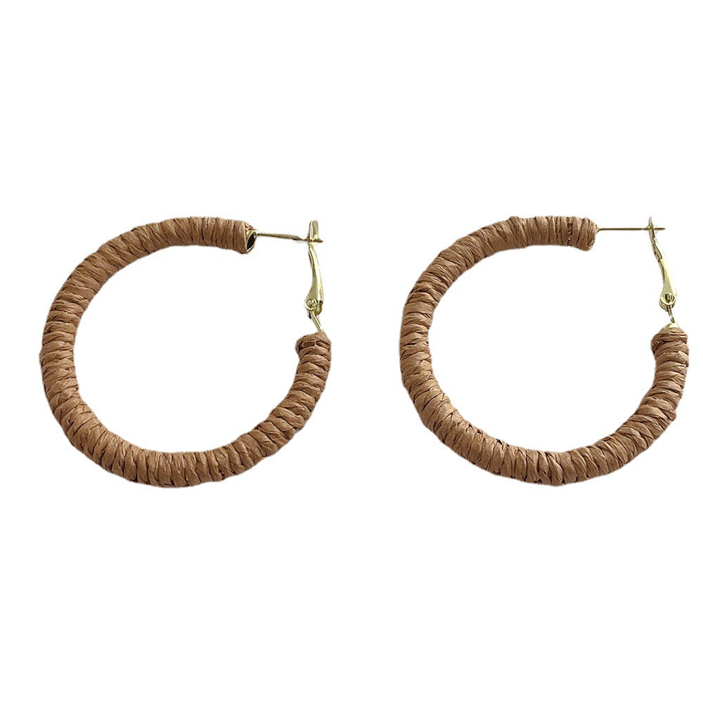 Vintage Cool Rattan Circle Hoop Earrings