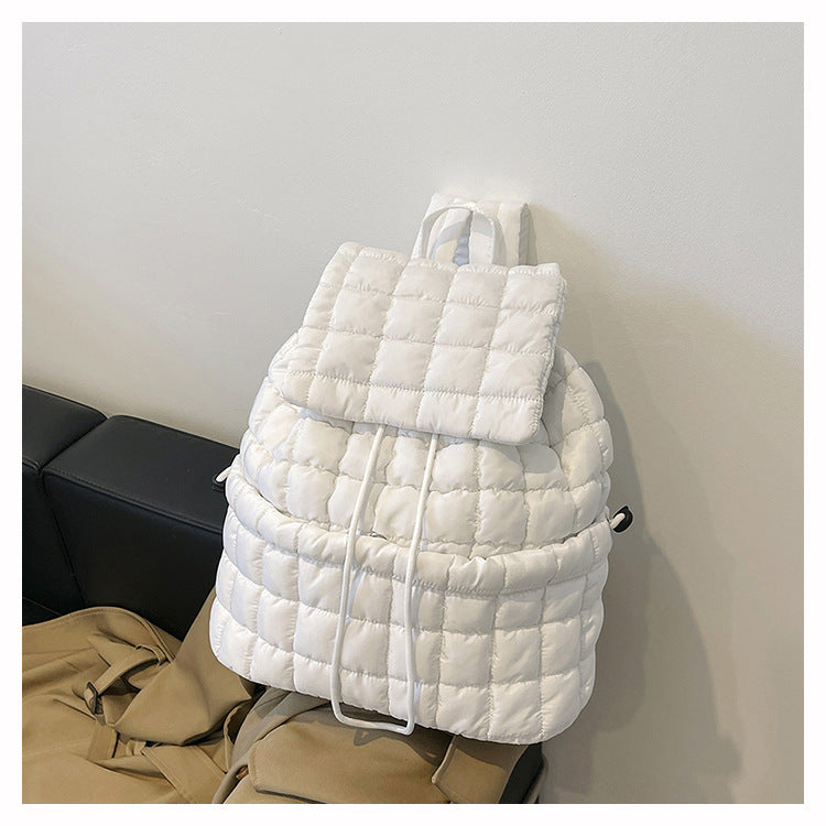 Solid Color Puffer Plaid Lightweight Shoulder Bag