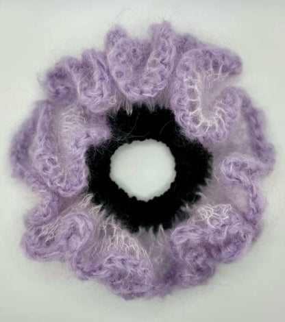 Fuzzy Color Block Handmade Ruffle Scrunchies