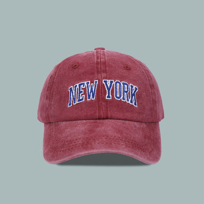 Washed Letter Embroidered Cotton Baseball Cap