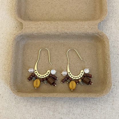 Bohemian Beaded Drop Tassel Hook Earrings