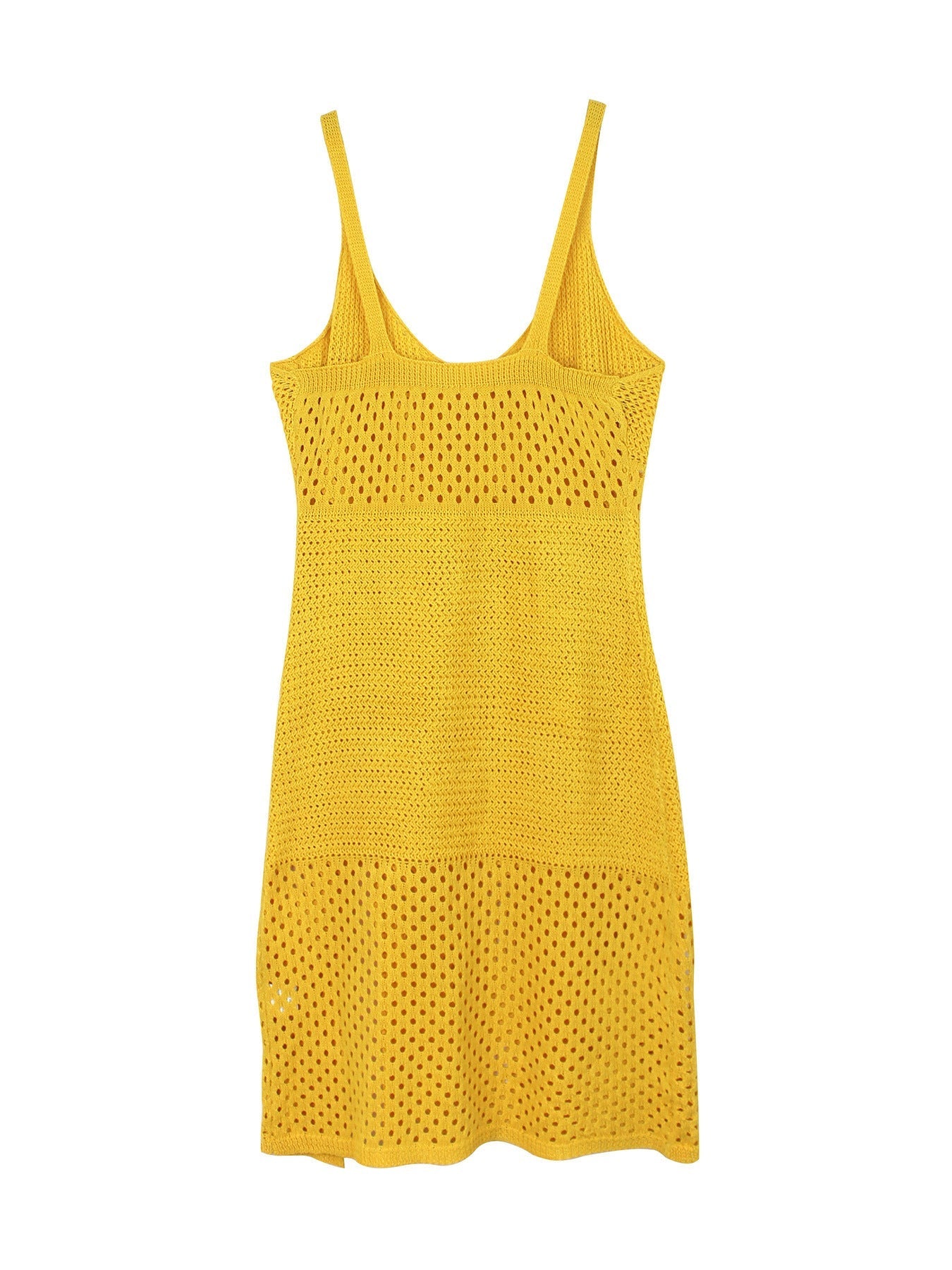 Solid Color Hollow Out Knitted Midi Dress