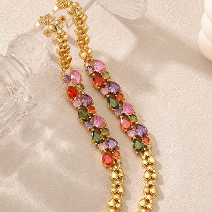 Colorful Cubic Zirconia Heart Double-Layer Bracelet