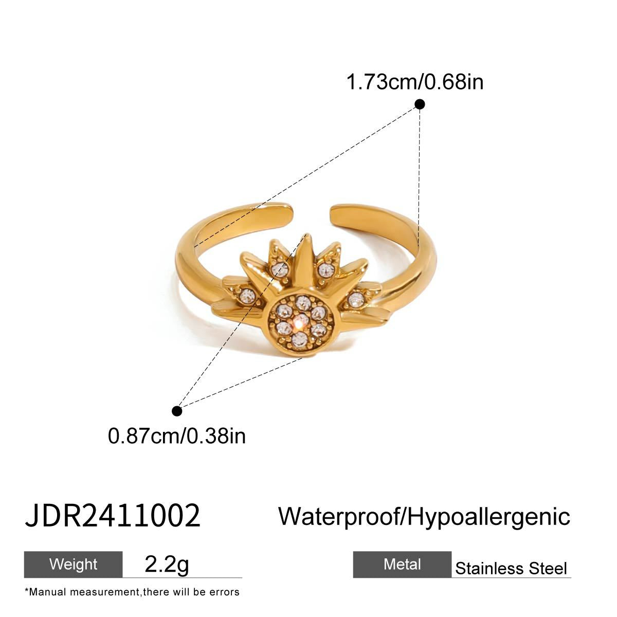 Moon Sun Zircon Layered Rings