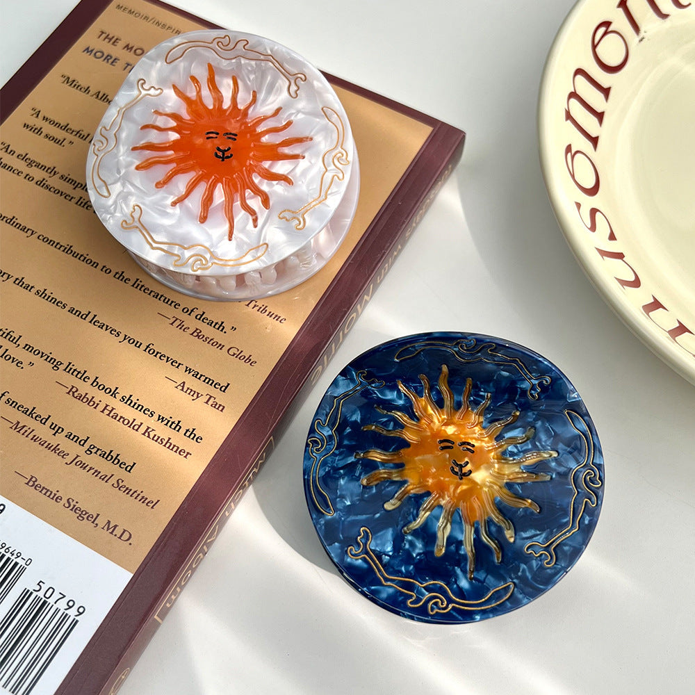 Sun Flower Round Acetate Claw Clip
