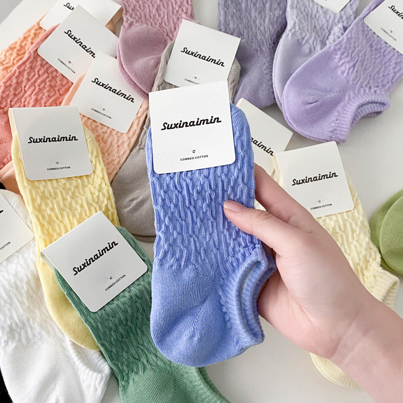 Twist Solid Color Sweet Low Ankle Socks