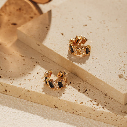 Zircon Color Block Delicate Clip earrings