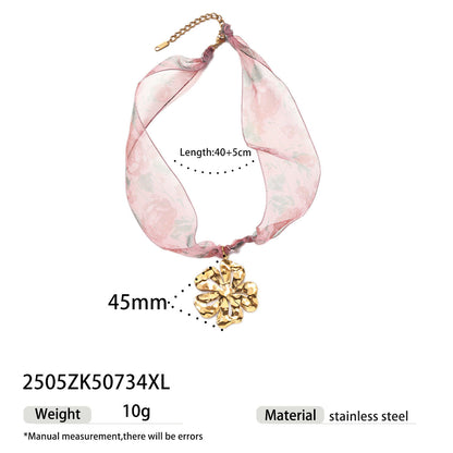 Gold Shell Pendant Colorful Scarf Necklace