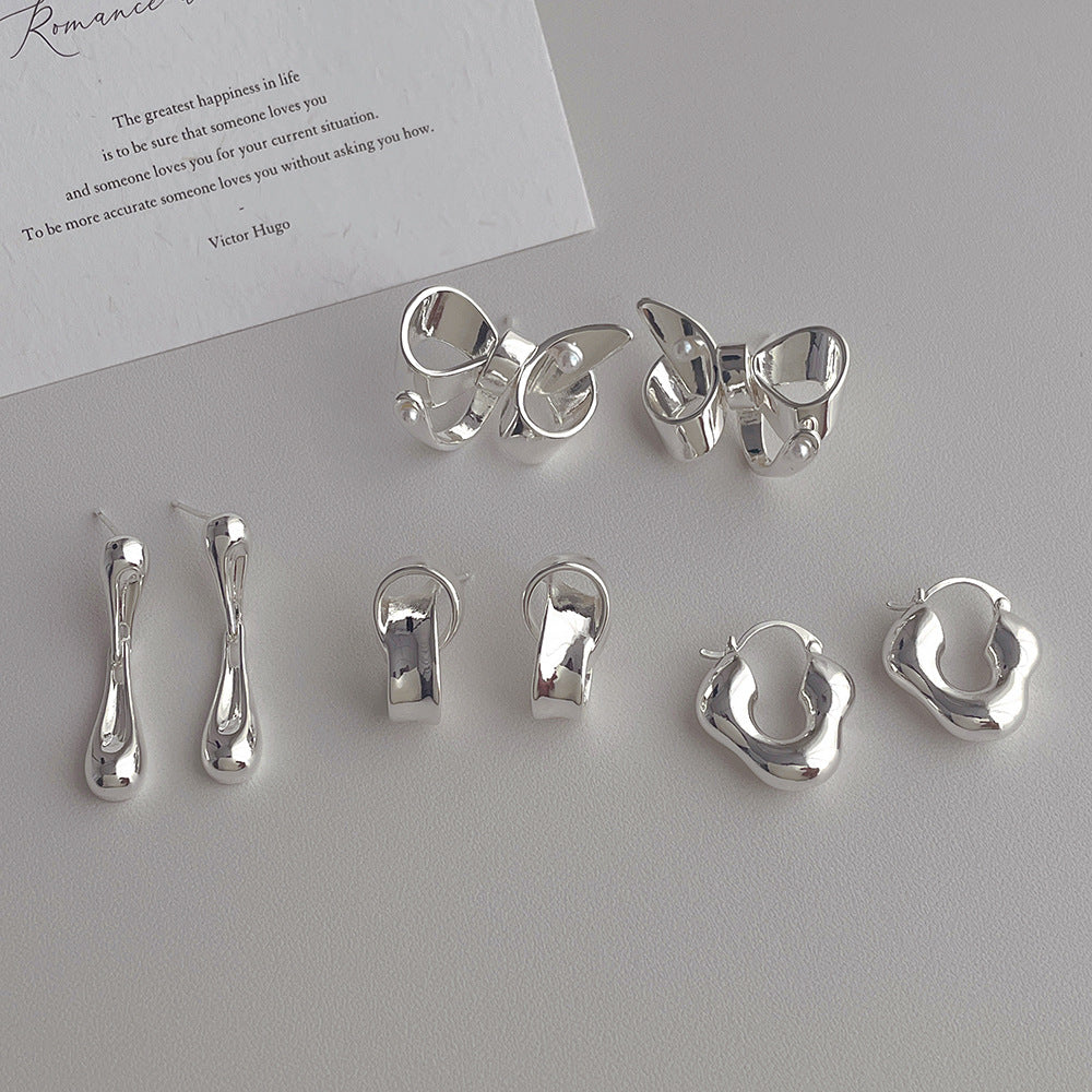 Silver Metal Irregular Cool Earrings