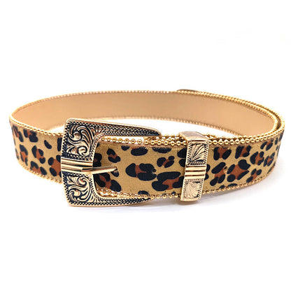 Vintage Leopard Print Leather Belt