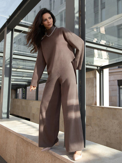 High Collar Irregular Knit Sets