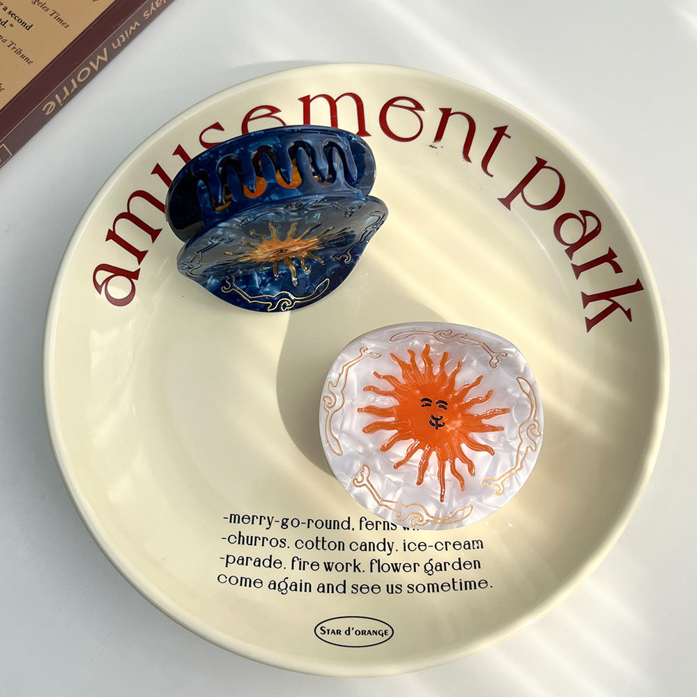 Sun Flower Round Acetate Claw Clip