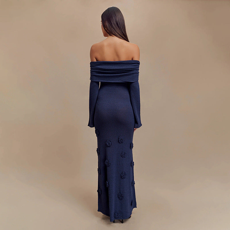 3D Floral Off Shoulder Dress Cover Up