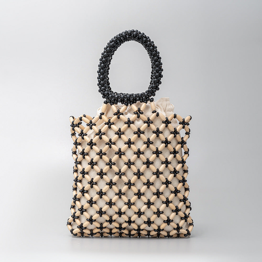 Wooden Bead Contrast Color Handbags