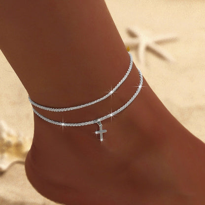 Simple Glitter Double Anklet