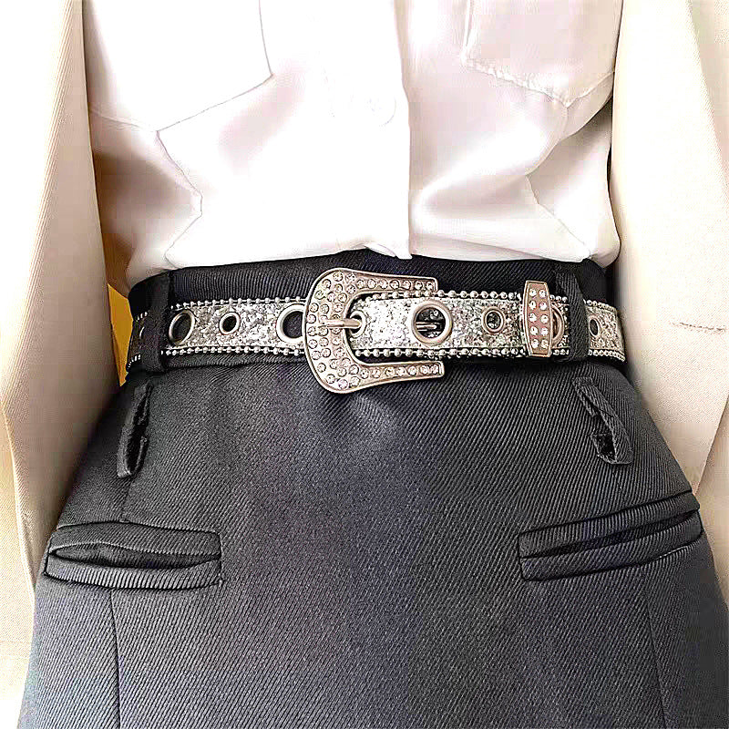 Vintage Rhinestone Shiny Punk Belt