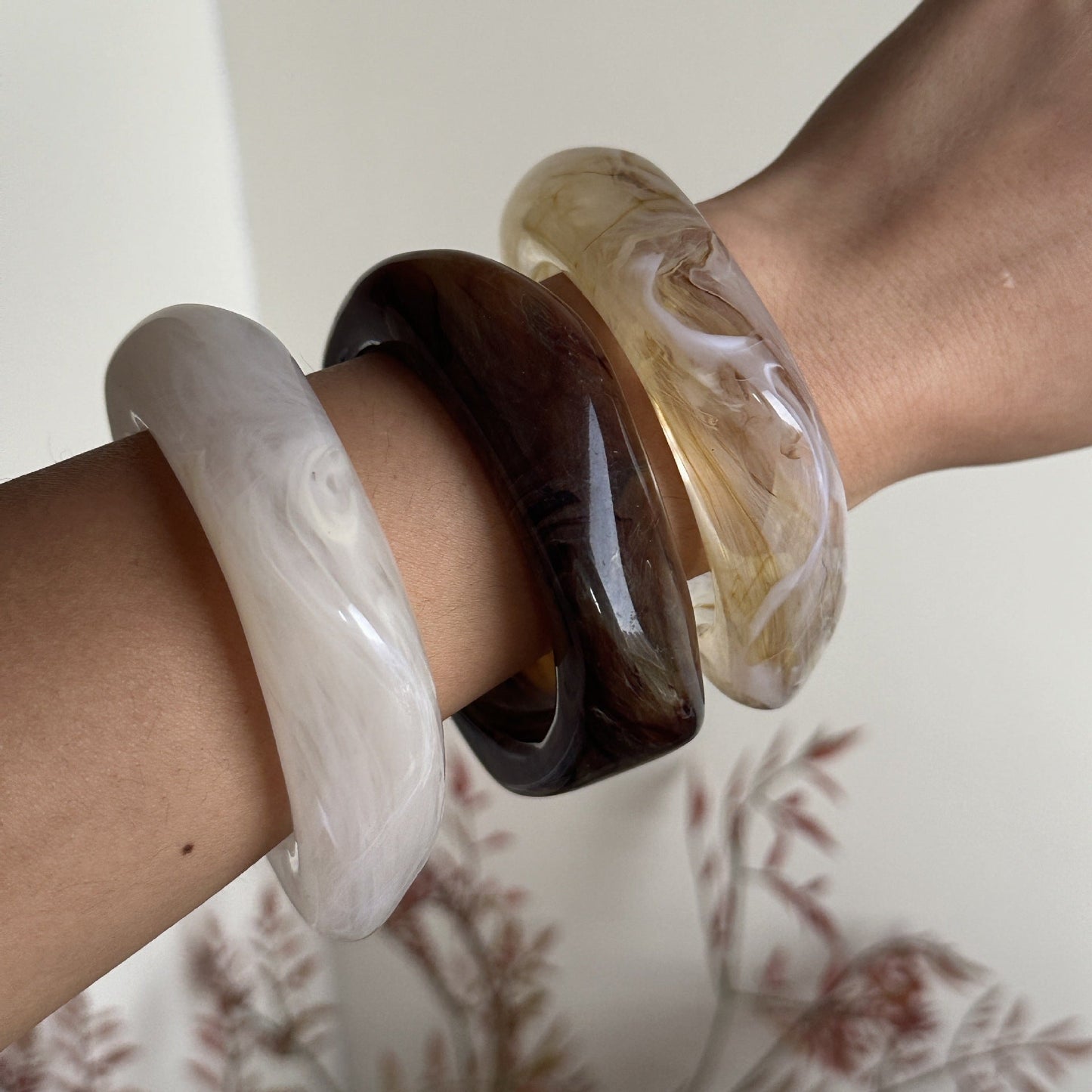 Irregular Acrylic Resin Bangle Bracelets