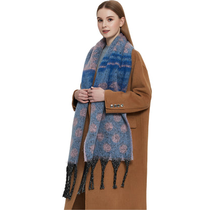 Contrast Color Print Tassel Scarves