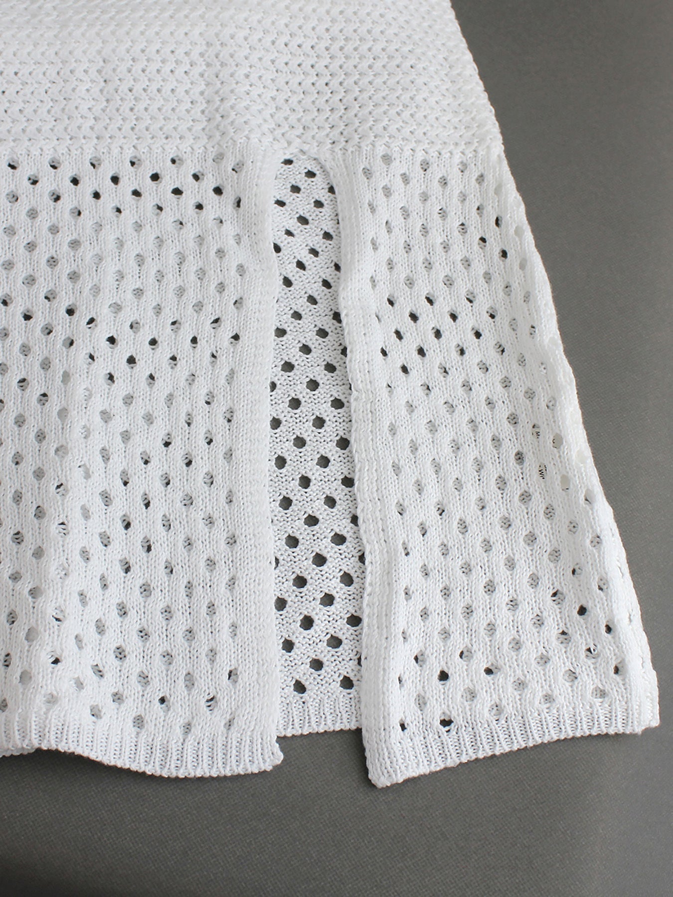 Solid Color Hollow Out Knitted Midi Dress