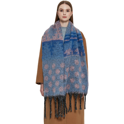 Contrast Color Print Tassel Scarves