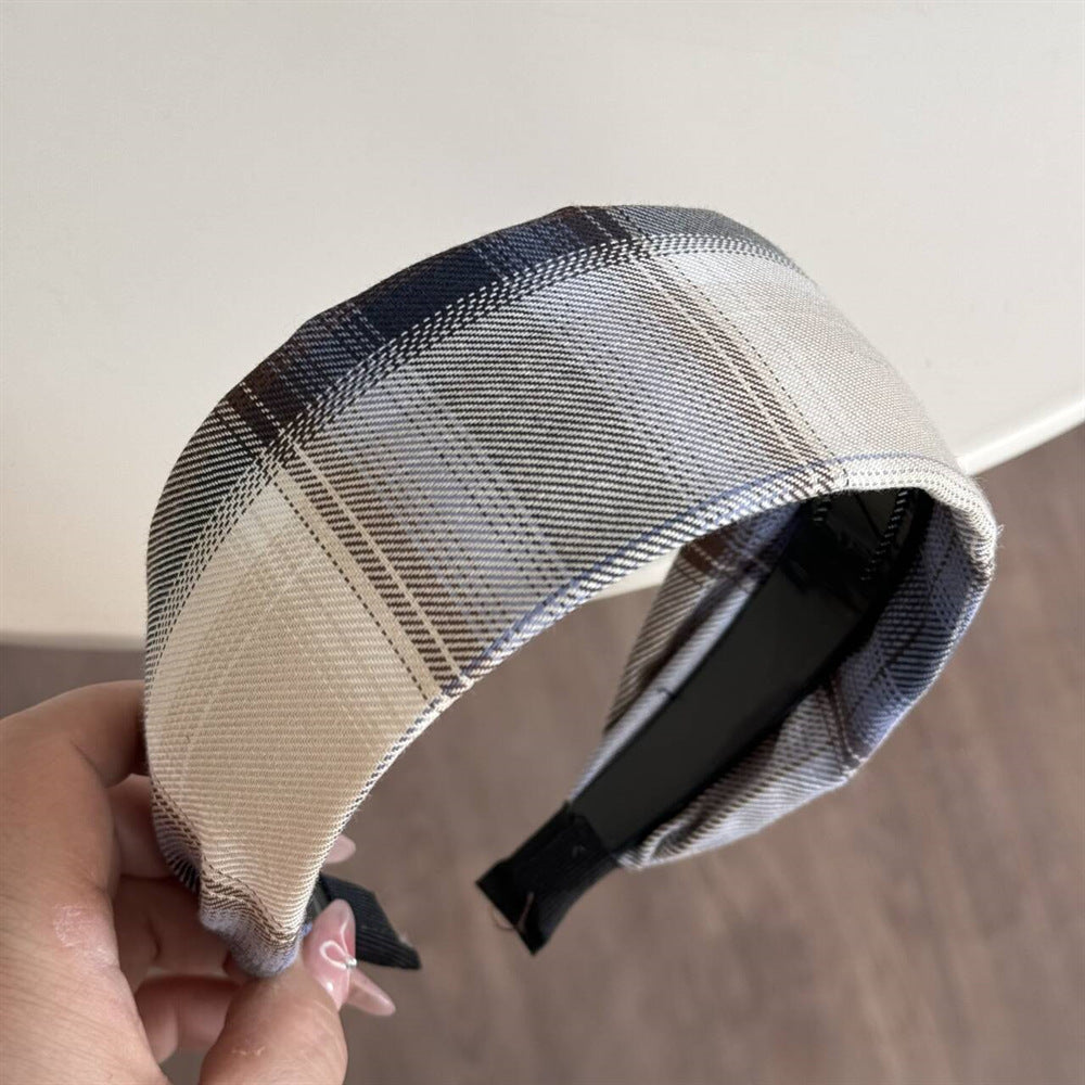 Plaid Rhinestone Simple Wide Headbands