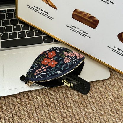 Minimalist Embroidered Mini Coin Purse Wallets
