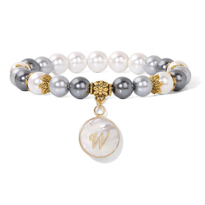 Letter Shell Pendant Pearl Beaded Bracelets
