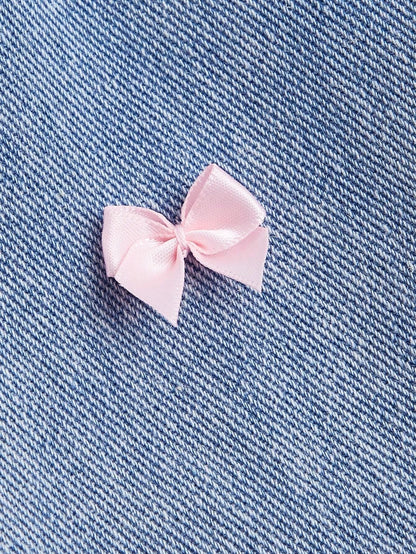 High Waist Washed Bow Loose Jeans