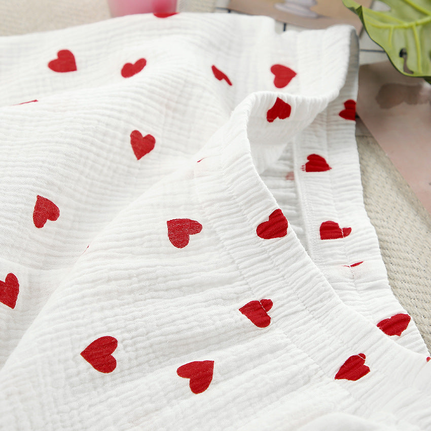 Love Print Flounce Sexy Sleepwear Sets