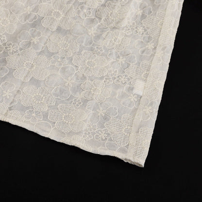 Flower Jacquard Lantern Sleeves Sweet Mini Dress