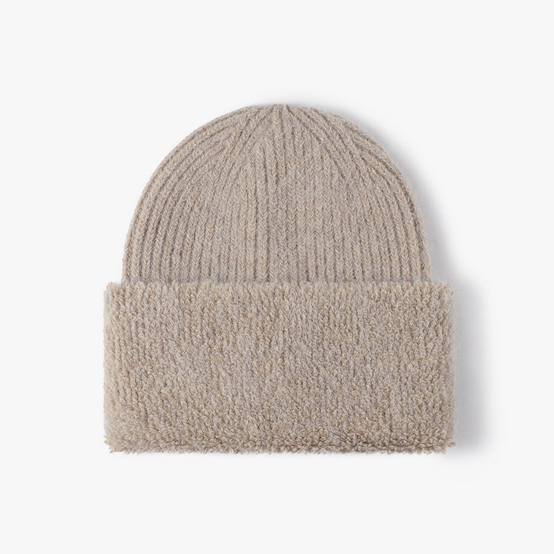 Solid Color Knit Hat High Flap Beanie