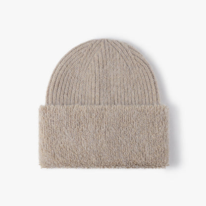 Solid Color Knit Hat High Flap Beanie